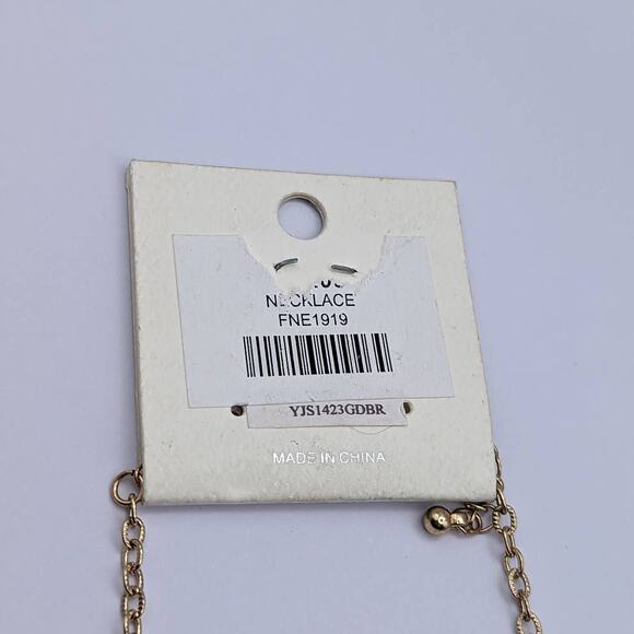 Gold Square Stone Statement Necklace Brown Yellow Orange Da Vinci Adjustable - Picture 5 of 5